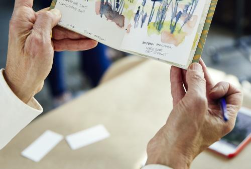 hands holding small book