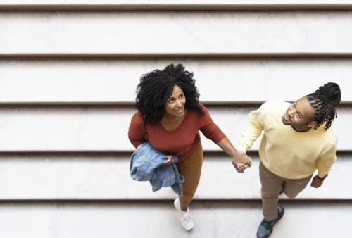 people on stairs