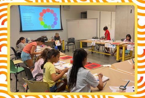 students with projector