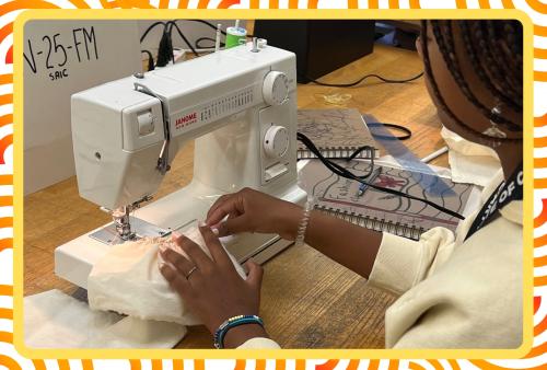 hands on sewing machine