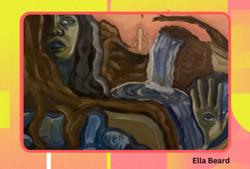 painting of woman in landscape