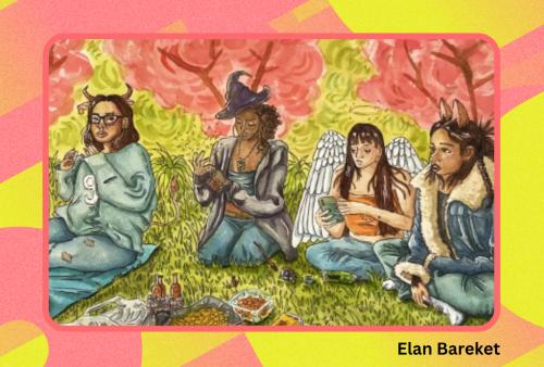 women on the grass