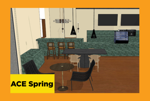 an interior rendering of a cafe