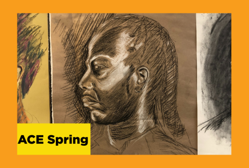 a portrait of a black man on brown paper drawn with charcoal and conte crayon