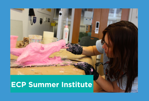 a student works on a cool looking sculpture of a wolf head