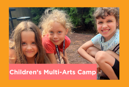three young girls play with butterflies at the art institute