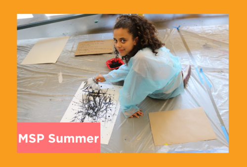 a young artists experiemnts with different applications of ink