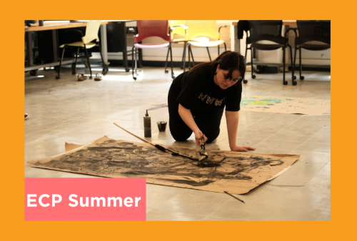 Luna-Barba-draws a cool piece on the floor