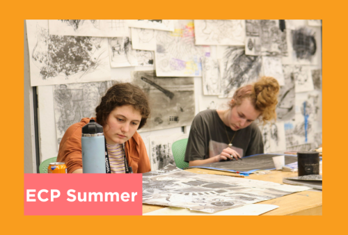 two teens concentrate on their drawings