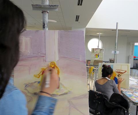 Students painting