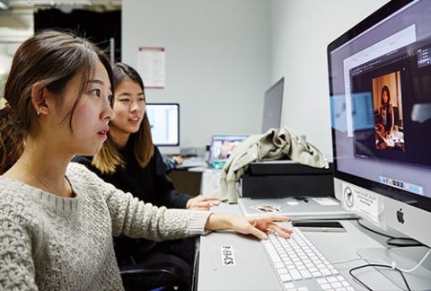 Students with computer