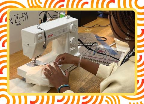 hands on sewing machine