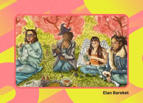 women on the grass