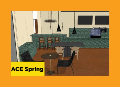 an interior rendering of a cafe