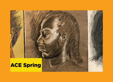 a portrait of a black man on brown paper drawn with charcoal and conte crayon