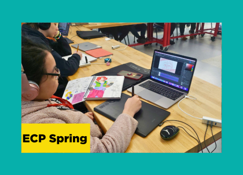 a teenager works in tandem with their sketchbook and their computer to marry analog and digital drawings at the school of the art institute of chicago