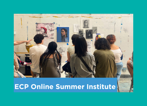 a group of students discuss their peer's work in a critique at saic