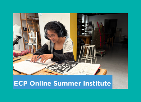 a teen is inking her text piece that is investigating the loss of the native language from her country, The Philipines 