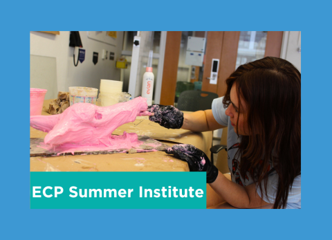 a student works on a cool looking sculpture of a wolf head