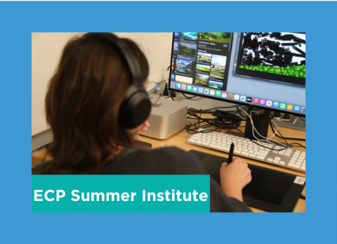 a student colors their drawing on the computer