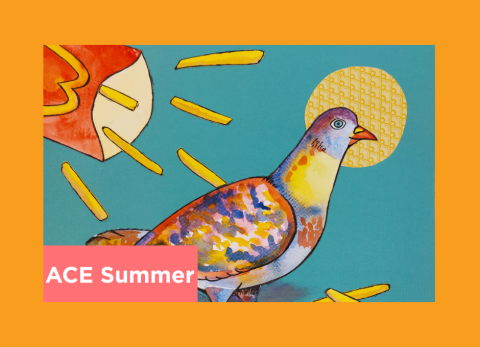 Brianna Schucart's incredible portrait of a holy pigeon being rained on by french fries