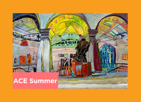 A really interesting painting of a museum interior