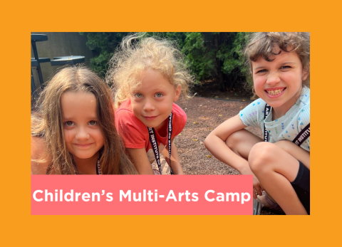 three young girls play with butterflies at the art institute