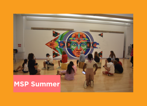 students visiting the art institute learn about different systems of paneling and composing their work