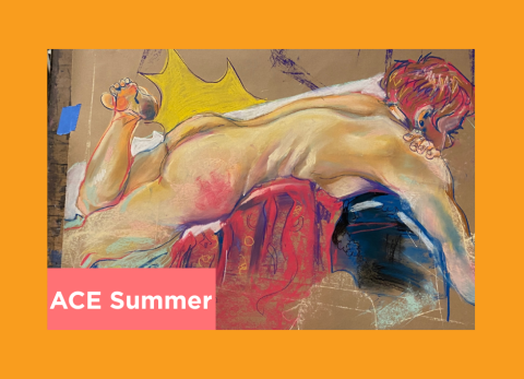 Finn Fielding's lively pastel drawing of a nude figure