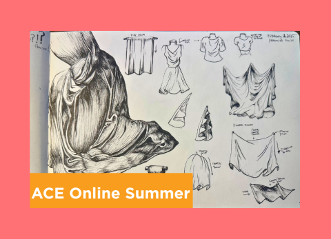 Jenny Bremer's beautiful sketchbook pages showing her studies of fabric and how it drapes