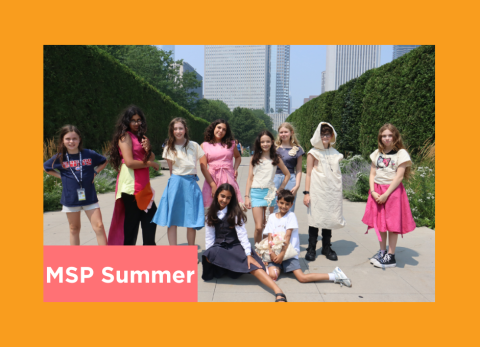 a group of young fashion students vamp in the gardens across from the art intitute's contemporary wing