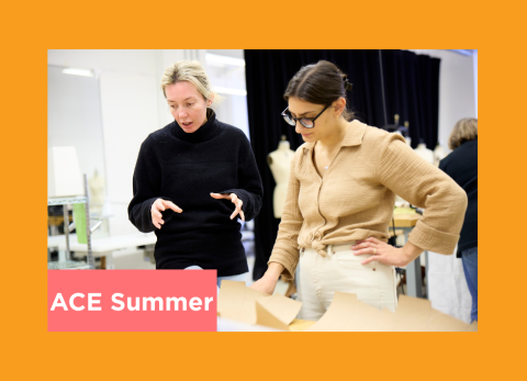 two women talk about how to best display artwork