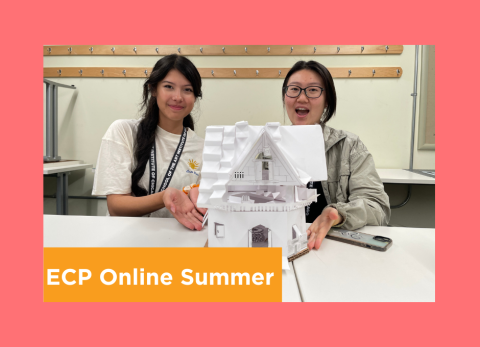 two girls show off their 3-d architectural model