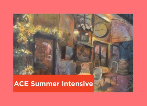 a cafe painted at night