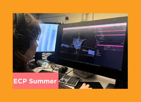 a teen works on their digital drawing on a Mac