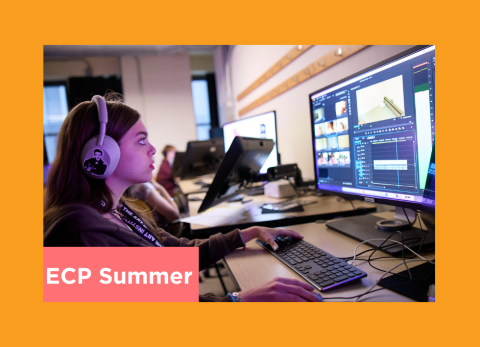 a teen edits her video on a Mac