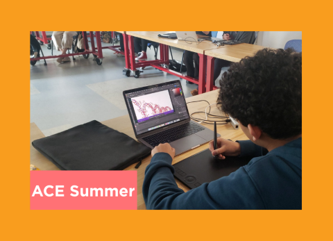 a young man animates a bouncing ball