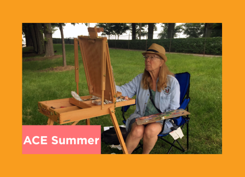 Diane Boyle paints outside in Chicago
